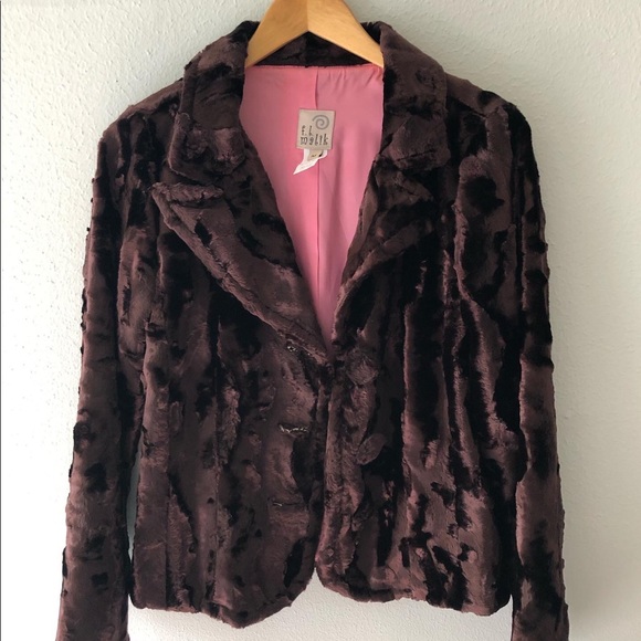 90s 2000s Crushed Brown Velvet Vintage Coat M - Picture 4 of 4